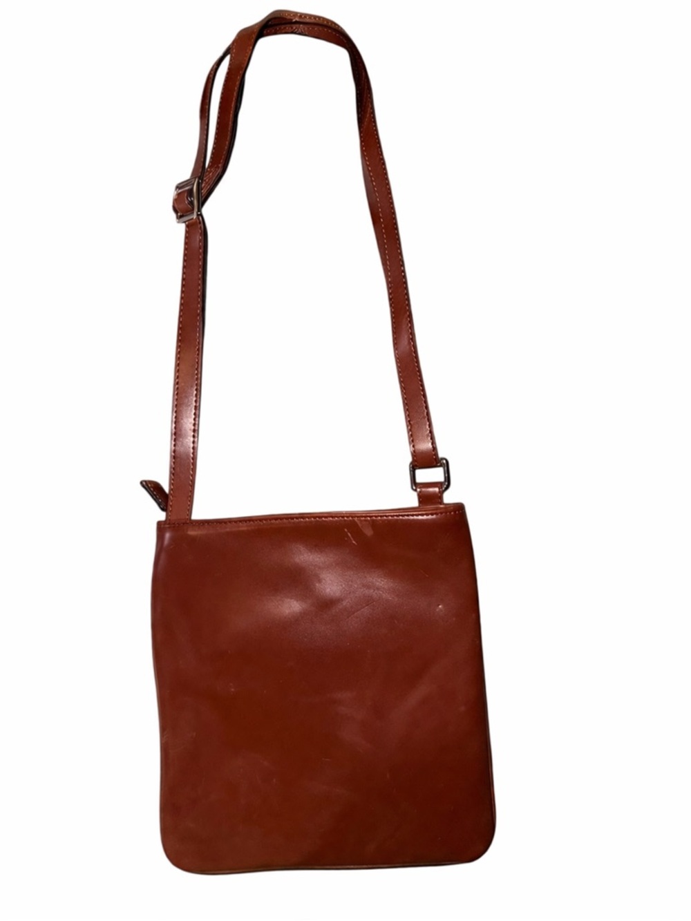 Stauer Minimalist Brown Leather Crossbody Bag with Adjustable Strap